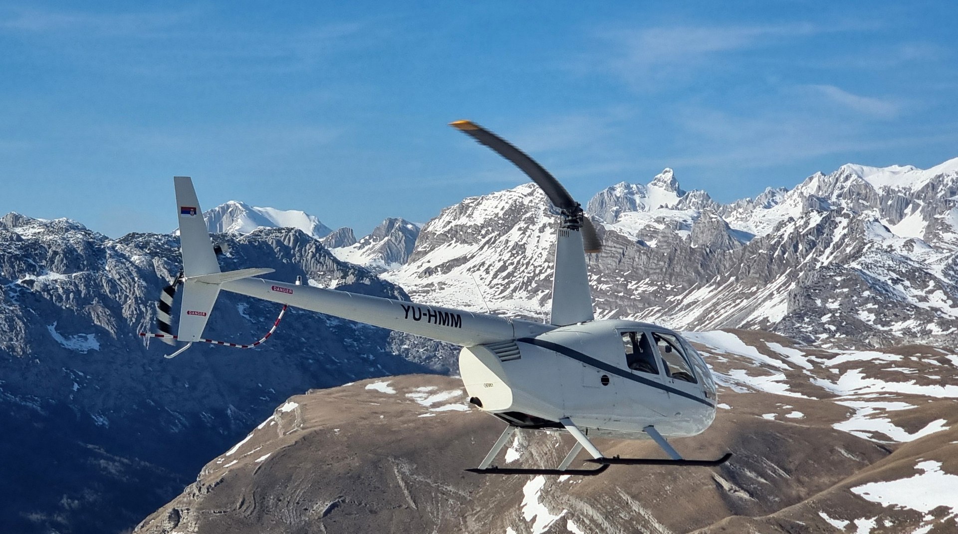 Helicopter flying in Montenegro